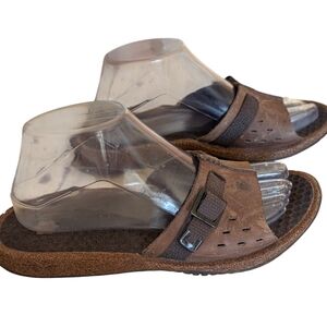 Teva Brown Slide Sandals with Buckle Womens 8 Outdoor Leather Sandle